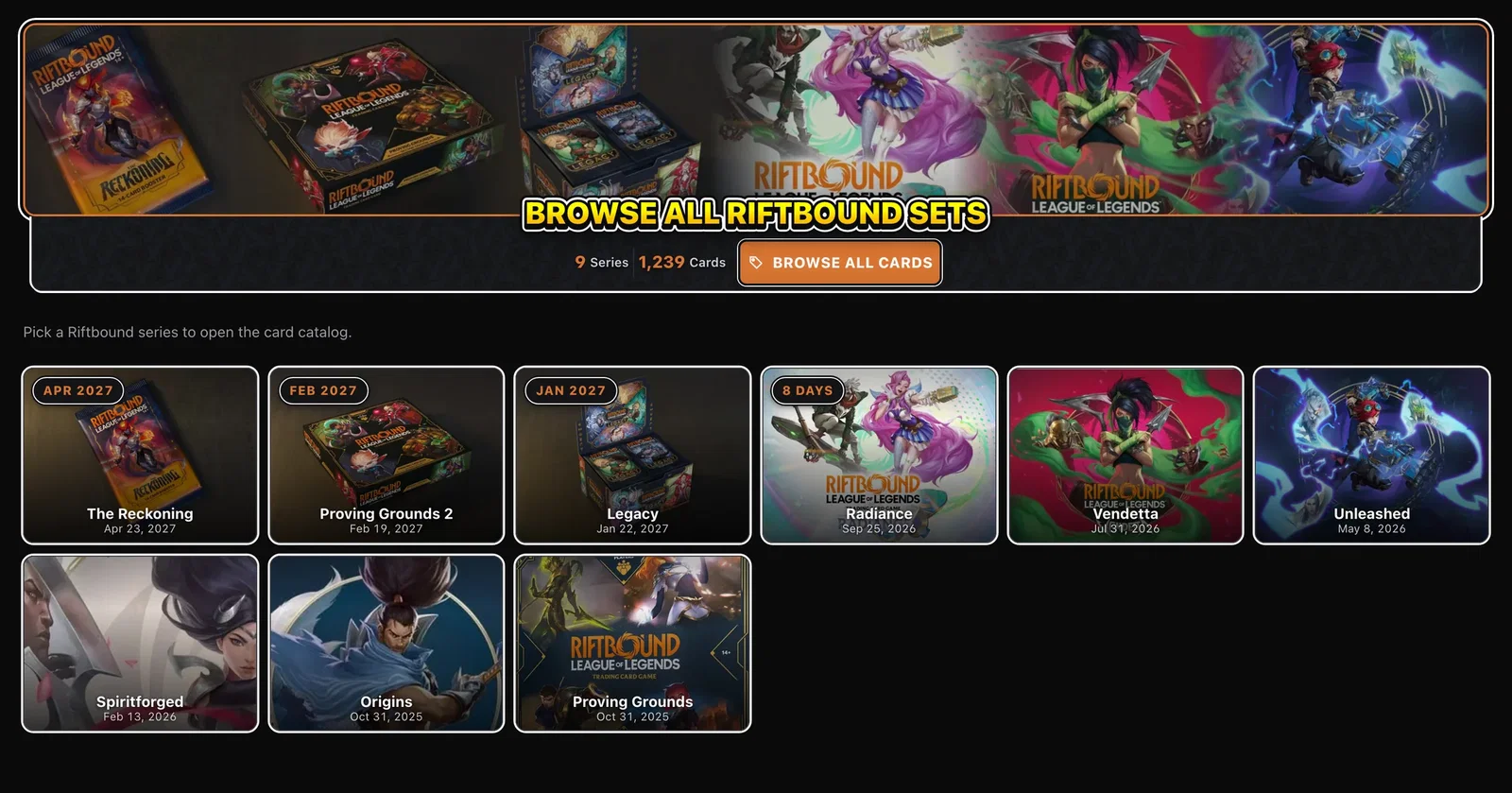 Every Riftbound set, including the upcoming ones.
