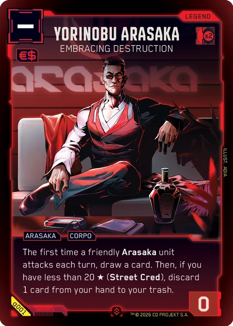 Yorinobu Arasaka - Embracing Destruction - Cyberpunk TCG card