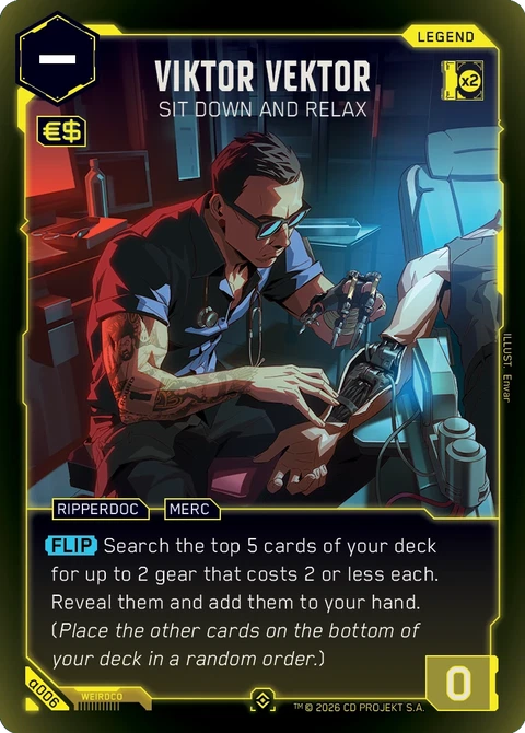 Viktor Vektor - Sit Down and Relax - Cyberpunk TCG card
