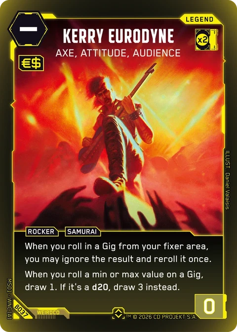Kerry Eurodyne: Axe, Attitude, Audience - Cyberpunk TCG card