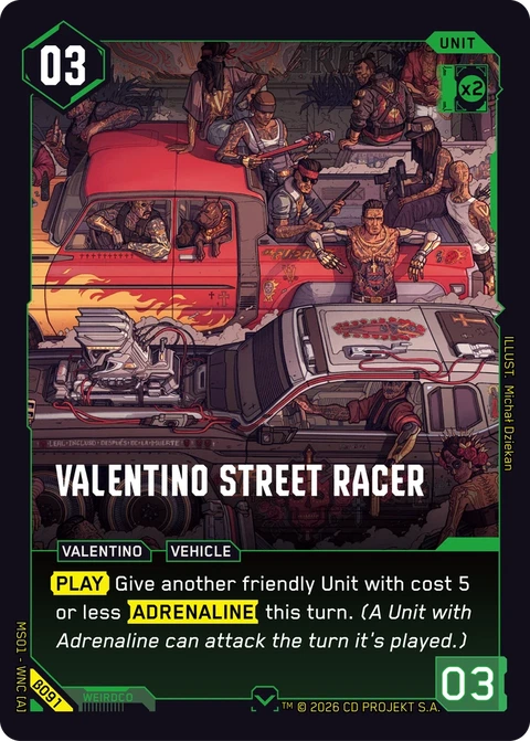 Valentino Street Racer - Cyberpunk TCG card