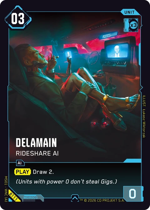 Delamain: Rideshare AI - Cyberpunk TCG card