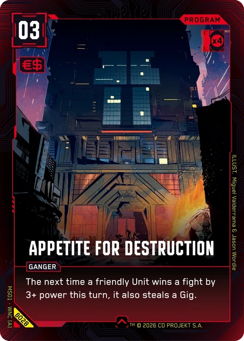 Appetite for Destruction - Cyberpunk TCG card