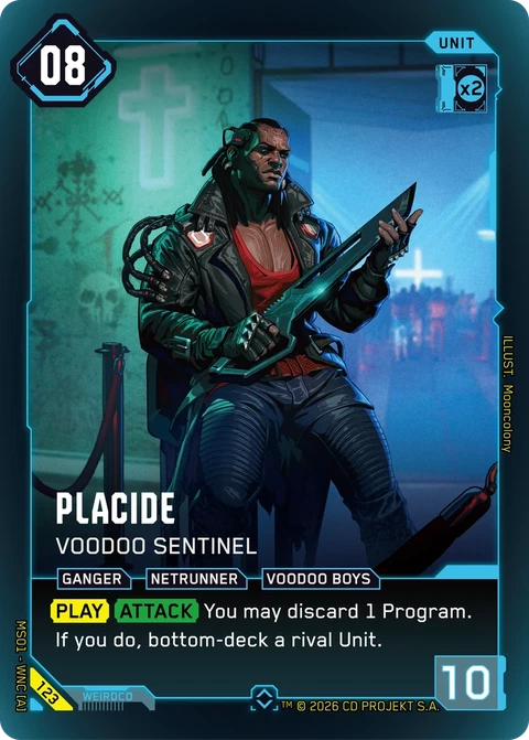 Placide: Voodoo Sentinel - Cyberpunk TCG card