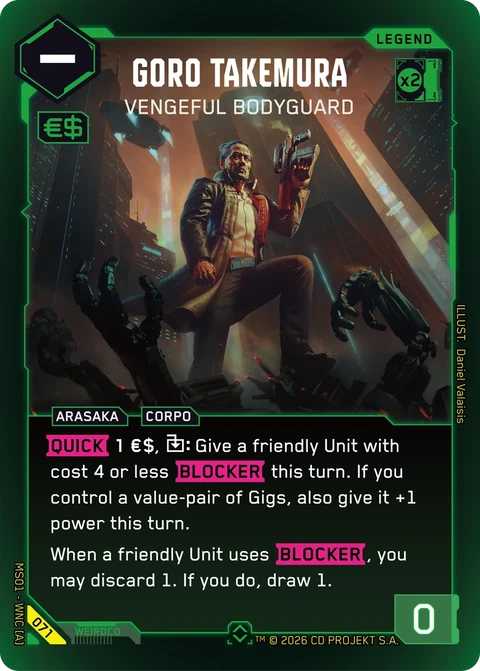 Goro Takemura: Vengeful Bodyguard - Cyberpunk TCG card
