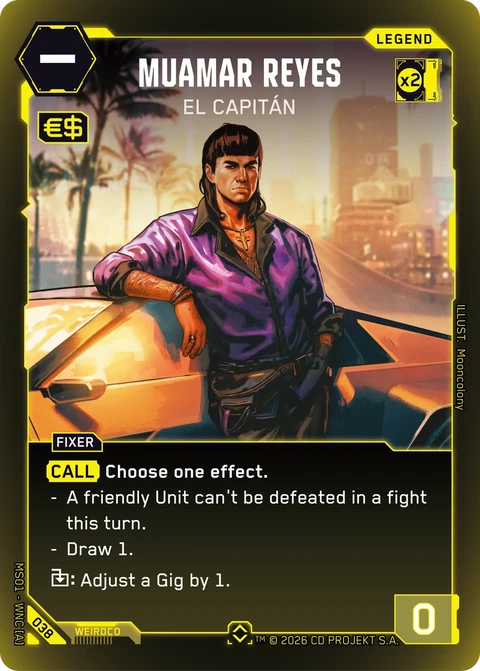 Muamar Reyes: El Capitán - Cyberpunk TCG card