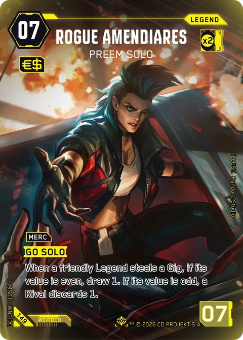 Rogue Amendiares: Preem Solo - Cyberpunk TCG card