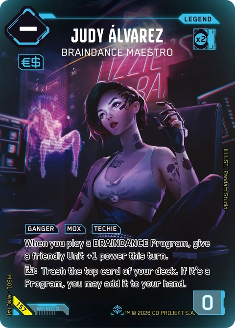 Judy Álvarez: Braindance Maestro - Cyberpunk TCG card