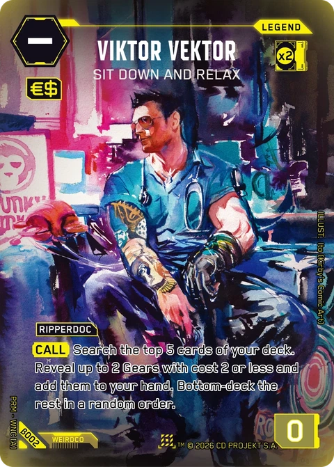 Viktor Vektor: Sit Down and Relax - Cyberpunk TCG card