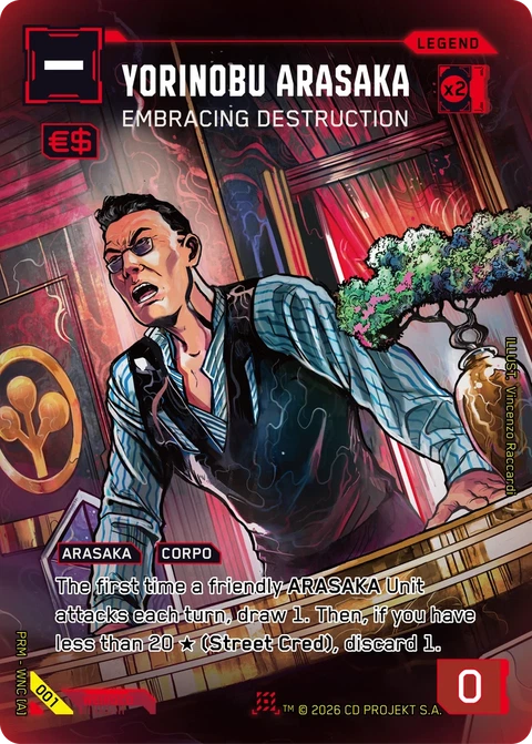 Yorinobu Arasaka: Embracing Destruction - Cyberpunk TCG card