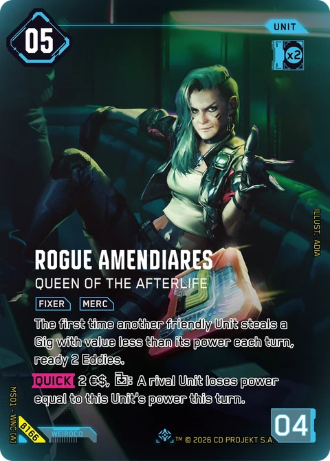 Rogue Amendiares: Queen of the Afterlife - Cyberpunk TCG card