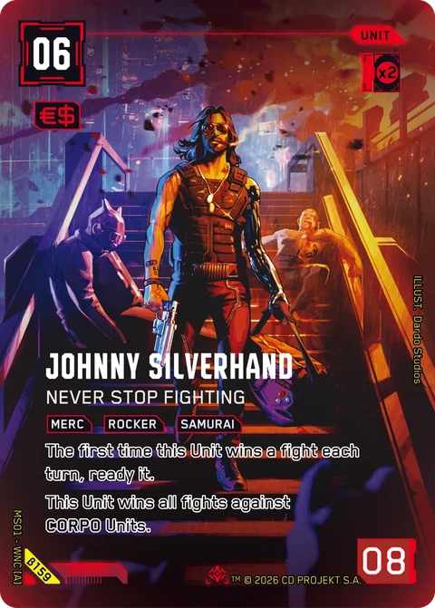Johnny Silverhand: Never Stop Fighting - Cyberpunk TCG card