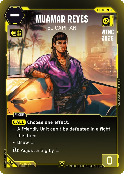 Muamar Reyes: El Capitán - Cyberpunk TCG card