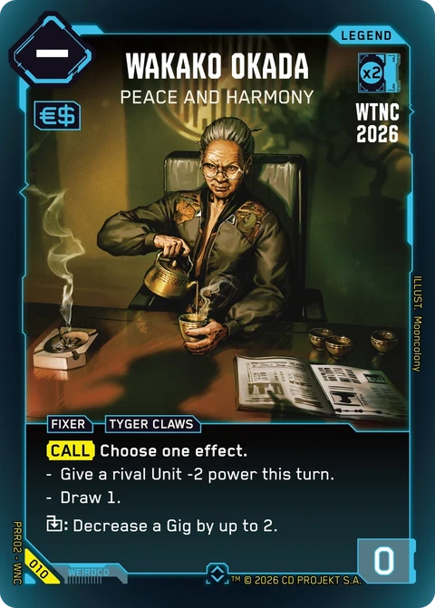 Wakako Okada: Peace and Harmony - Cyberpunk TCG card
