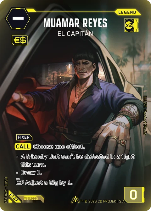 Muamar Reyes: El Capitán - Cyberpunk TCG card