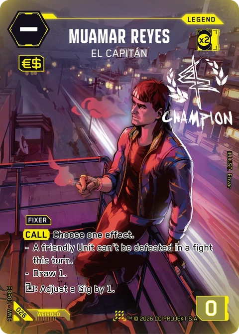 Muamar Reyes: El Capitán - Cyberpunk TCG card