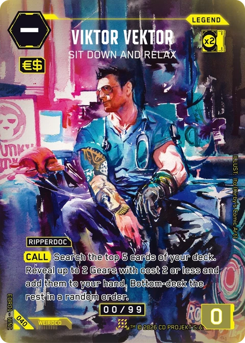 Viktor Vektor: Sit Down and Relax - Cyberpunk TCG card