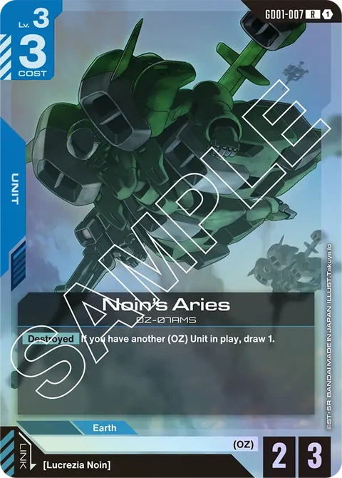 Noin's Aries, Gundam Card Game Main Card