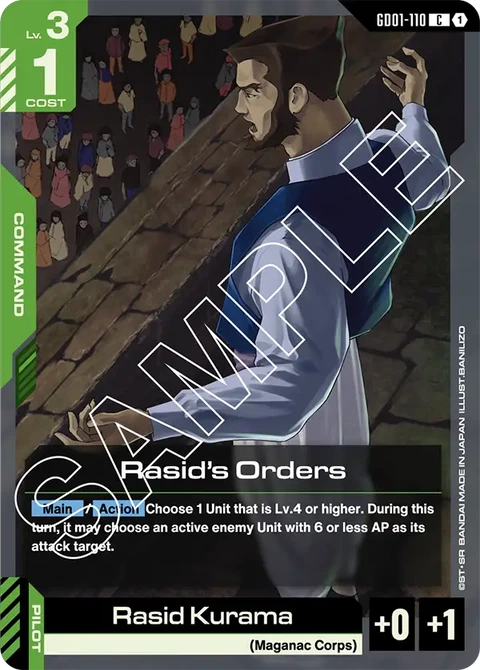 Rasid's Orders - Gundam Card Game card