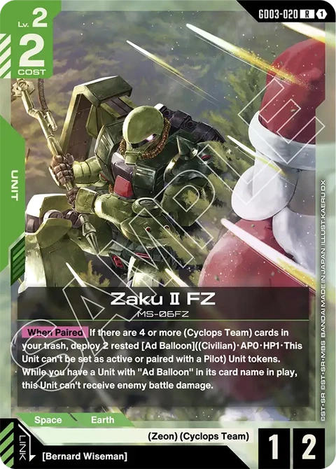 Zaku II FZ - Gundam Card Game card