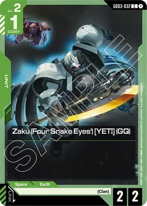Zaku (Four Snake Eyes') [YETI] (GQ) - Gundam Card Game card