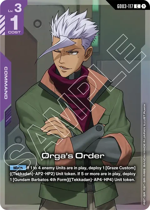 Orga's Order - Gundam Card Game card