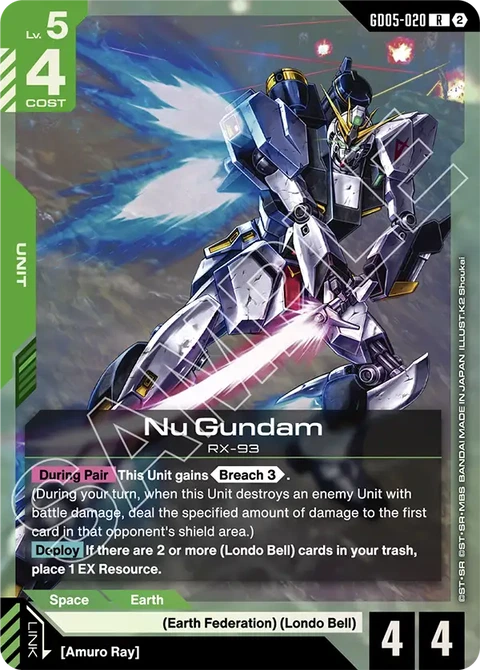 Nu Gundam - Gundam Card Game card