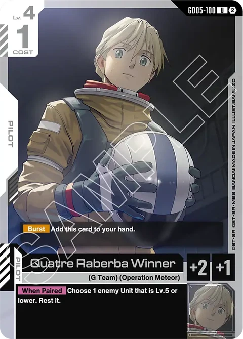 Quatre Raberba Winner - Gundam Card Game card