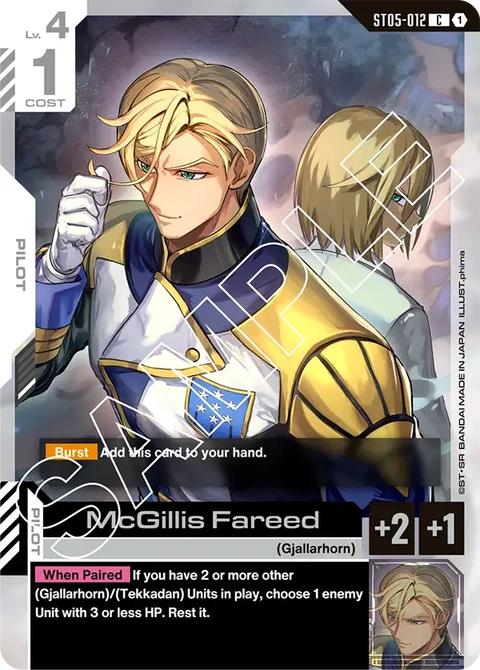 McGillis Fareed, Gundam Card Game Main Card