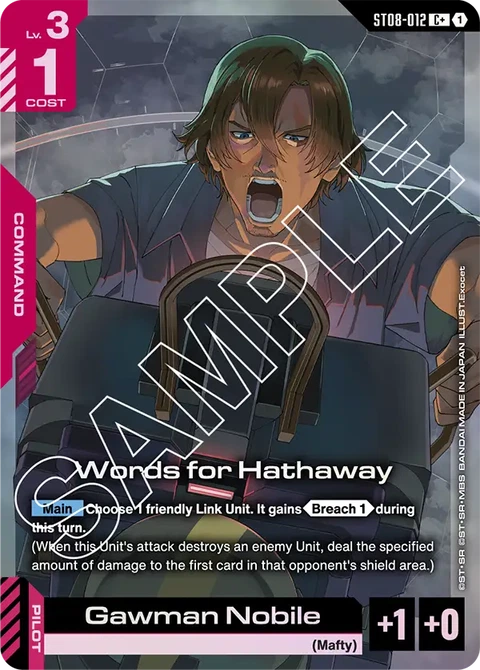 Words for Hathaway - Gundam Card Game card