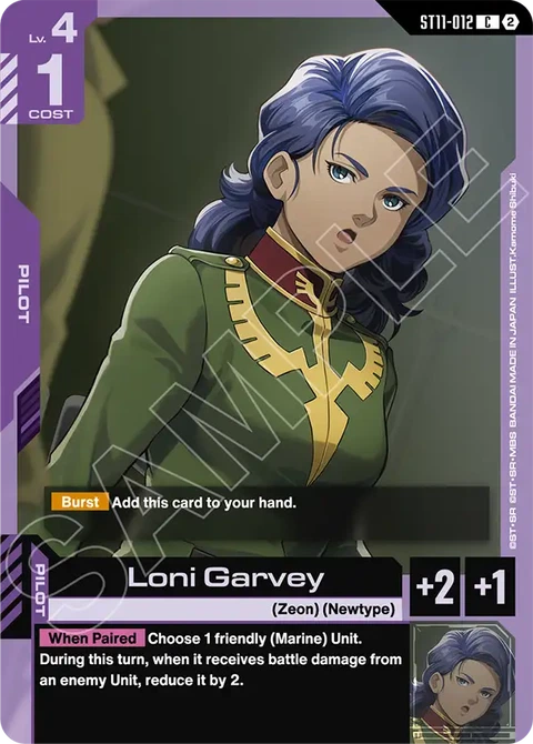Loni Garvey, Gundam Card Game Main Card