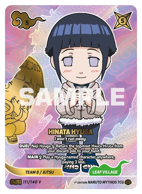Hinata Hyuga I won't run away. - Naruto Mythos TCG card