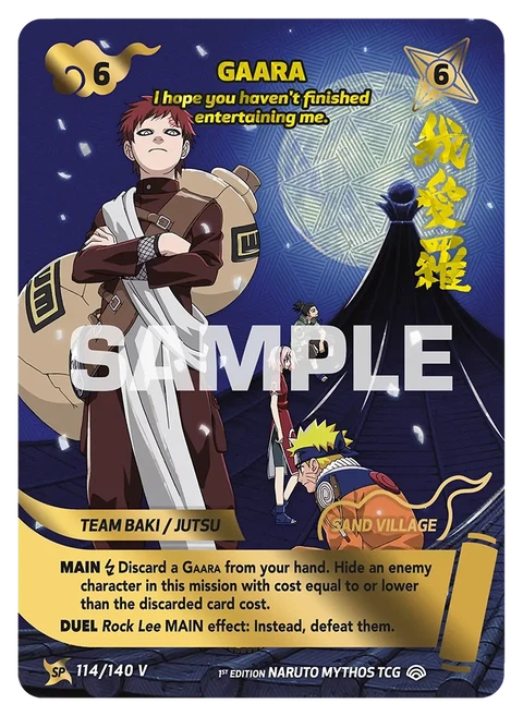 Gaara I hope you haven't finished entertaing me. - Naruto Mythos TCG card