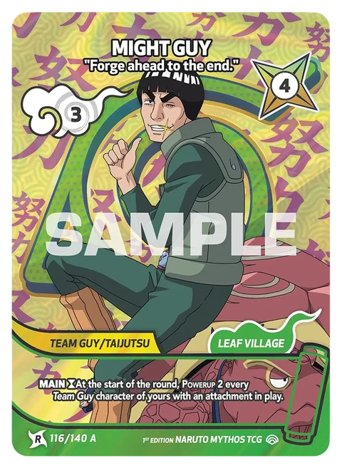 Might Guy Forge ahead to the end. - Naruto Mythos TCG card