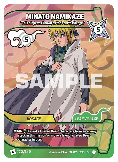 Minato Namikaze This ninja was known as the Fourth Hokage. - Naruto Mythos TCG card