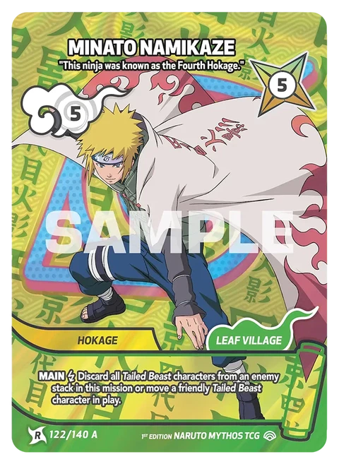 Minato Namikaze This ninja was known as the Fourth Hokage. - Naruto Mythos TCG card