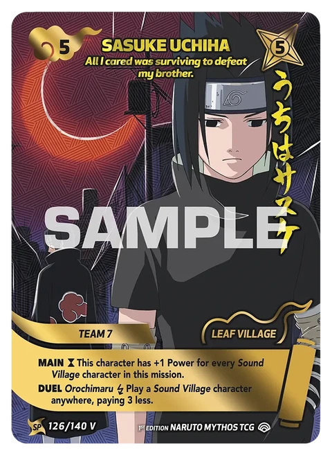 Sasuke Uchiha All I cared was surviving to defeat my brother. - Naruto Mythos TCG card