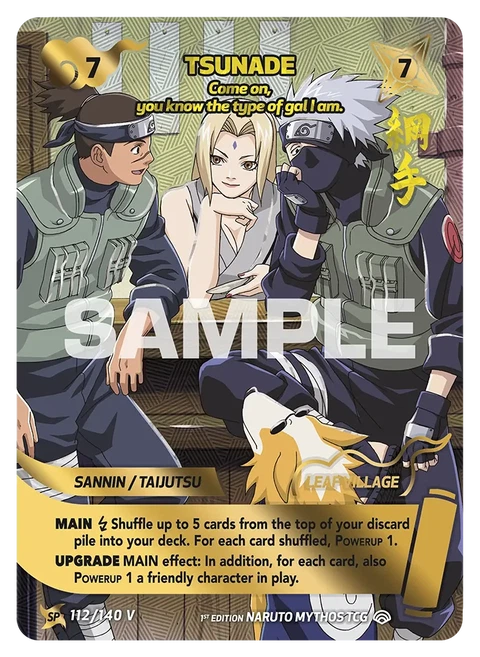 Tsunade Come on, you know the type of gal I am. - Naruto Mythos TCG card