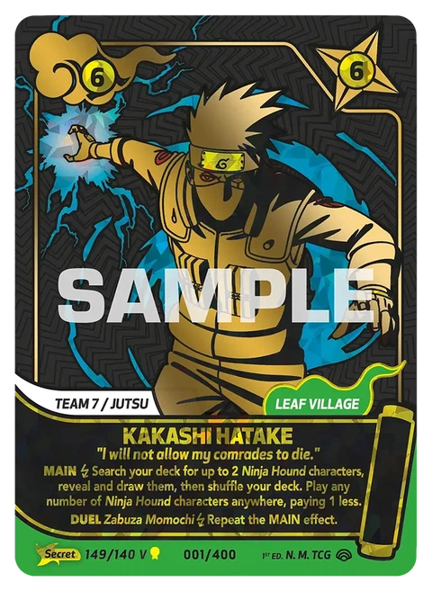 Kakashi Hatake I will not allow my comrades to die. - Naruto Mythos TCG card