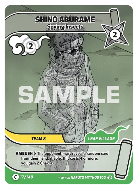 Shino Aburame Spying Insects - Naruto Mythos TCG card