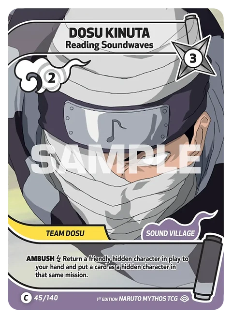 Dosu Kinuta Reading Soundwaves - Naruto Mythos TCG card