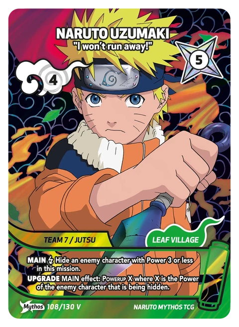 Naruto Uzumaki "I won't run away!" - Naruto Mythos TCG card
