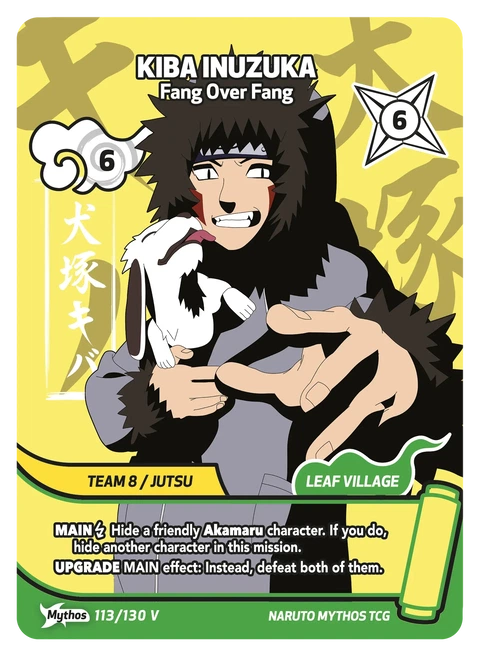 Kiba Inuzuka Fang Over Fang - Naruto Mythos TCG card