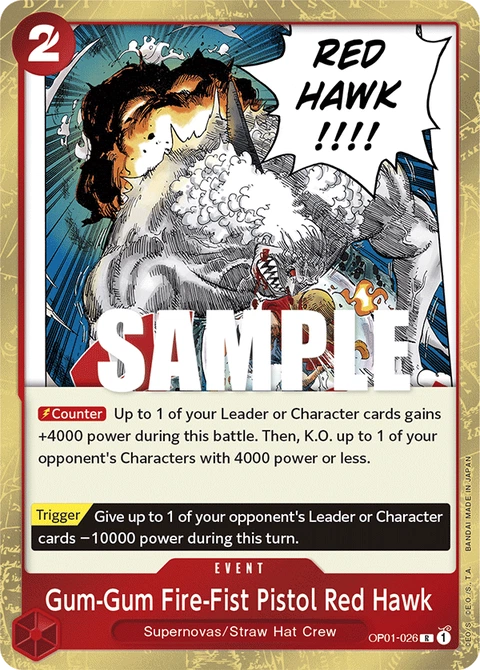 Gum-Gum Fire-Fist Pistol Red Hawk - One Piece Card Game card