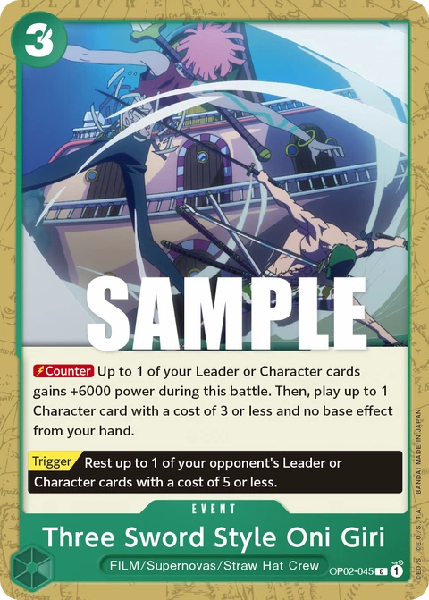 Three Sword Style Oni Giri - One Piece Card Game card
