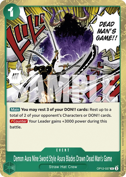 Demon Aura Nine Sword Style Asura Blades Drawn Dead Man's Game, One Piece Card Game Leader