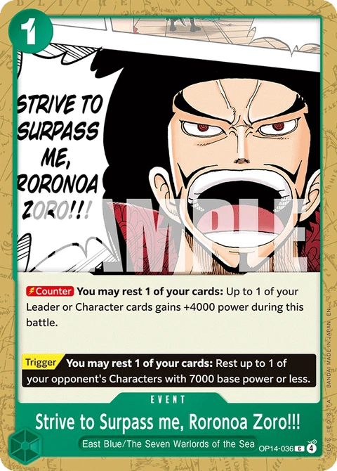 Strive to Surpass me, Roronoa Zoro!!! - One Piece Card Game card