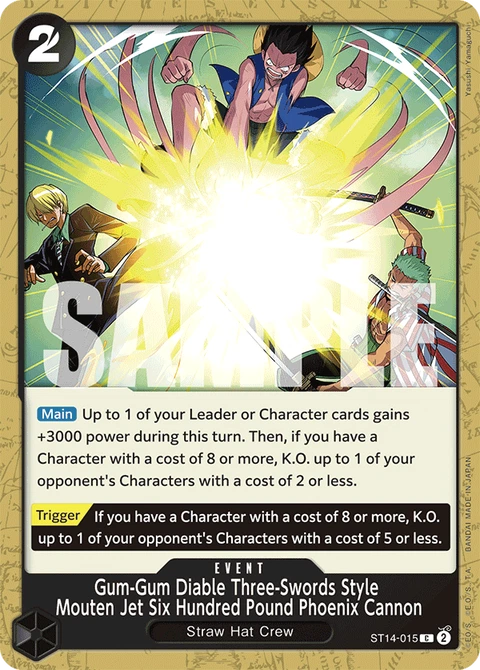 Gum-Gum Diable Three-Swords Style Mouten Jet Six Hundred Pound Phoenix Cannon - One Piece Card Game card