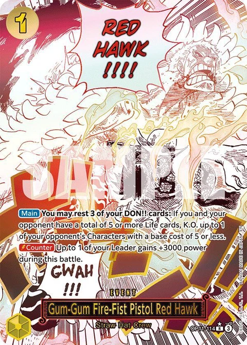 Gum-Gum Fire-Fist Pistol Red Hawk (Alternate Art) - One Piece Card Game card