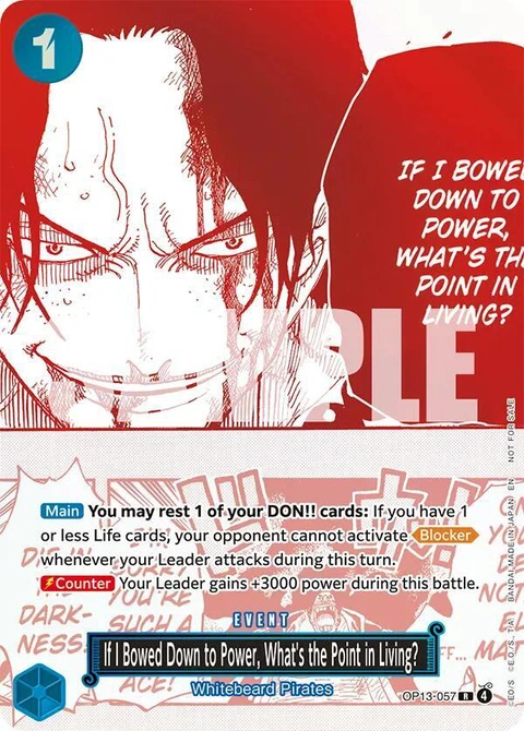 If I Bowed Down to Power, What's the Point in Living? (3rd Anniversary Treasure Campaign Pack) - One Piece Card Game card